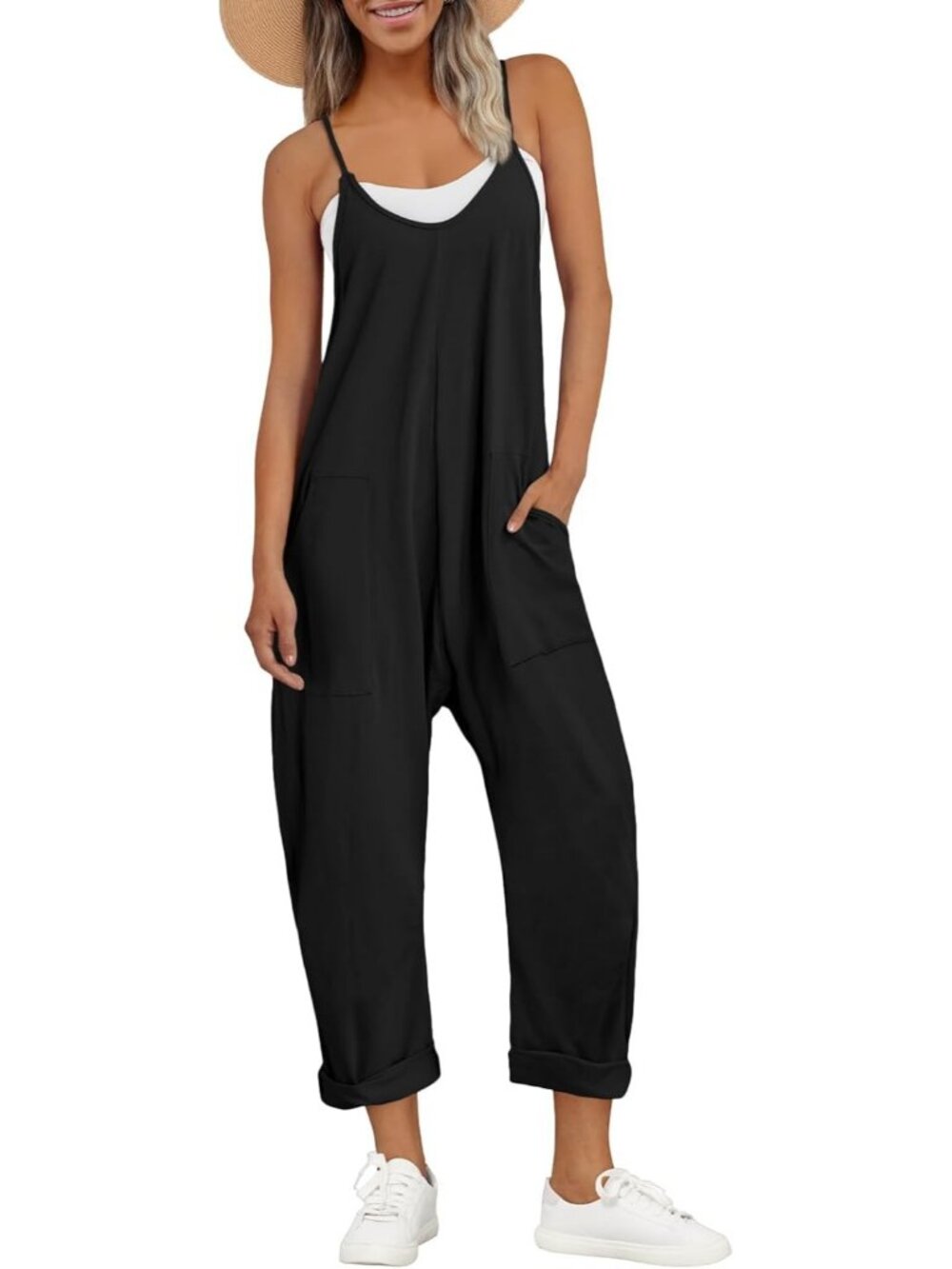 Women's Jumpsuits Black Cotton Casual Comfortable Stretchy Summer Outfits